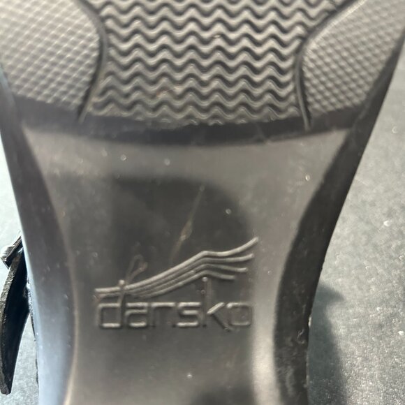 Dansko Black Slip In Mules Lace Pattern Sandals Size 38 - Picture 2 of 5